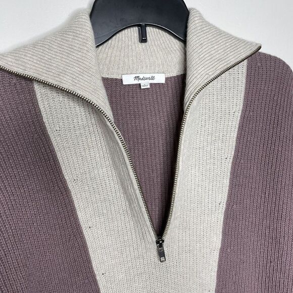MADEWELL Sweater Womens Small Colorblock Glenbrook Half Zip Wool Blend ND208 - Picture 9 of 14